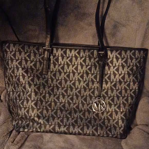 Michael Kors Handbags - Michael Kors Black and Silver Tote Bag